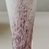 Peter Kaspar Soliflore Vase/Floral design, collared neck. Blown art glass, speckled purple. Shell inclusion. Dim 26.5 x 13 cm
