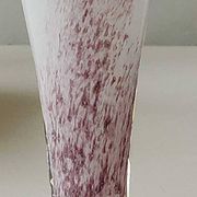 Peter Kaspar Soliflore Vase/Floral design, collared neck. Blown art glass, speckled purple. Shell inclusion. Dim 26.5 x 13 cm