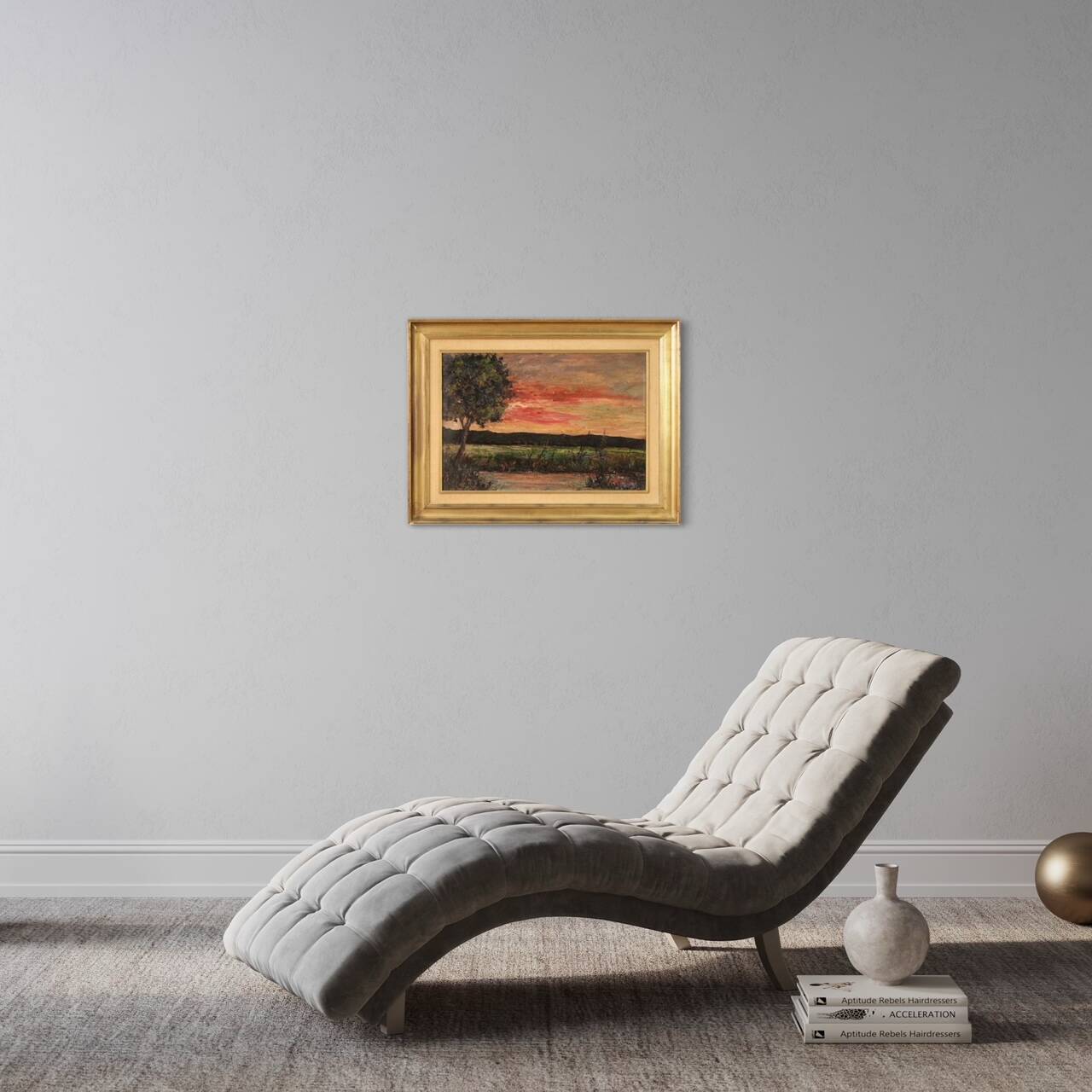 Italian landscape painting signed F. Rontini, 1940s