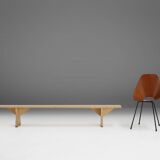 Rustic hand crafted Beige Wooden Bench, France, 1900s