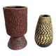 Set of 2 small vintage Dutch Chamotte ceramic vases