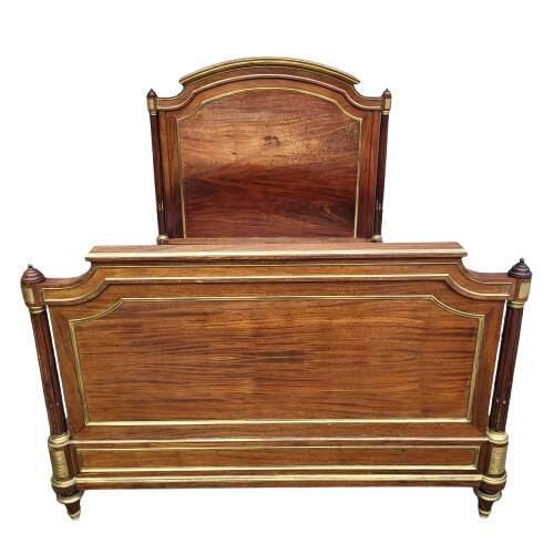 Napoleon bed in mahogany and gilded brass, Empire style