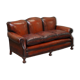 Sofa victorien restauré en cuir avec pieds en griffe et coussins en plumes