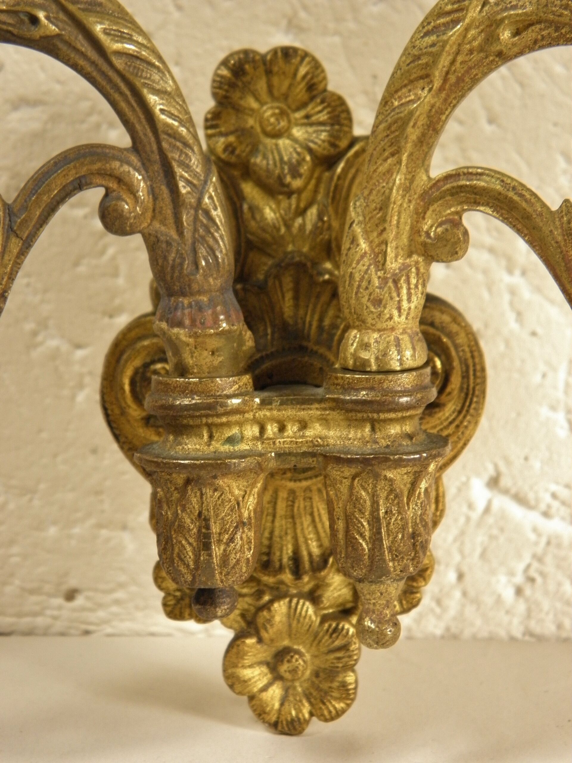 Pair of gilded brass chandeliers