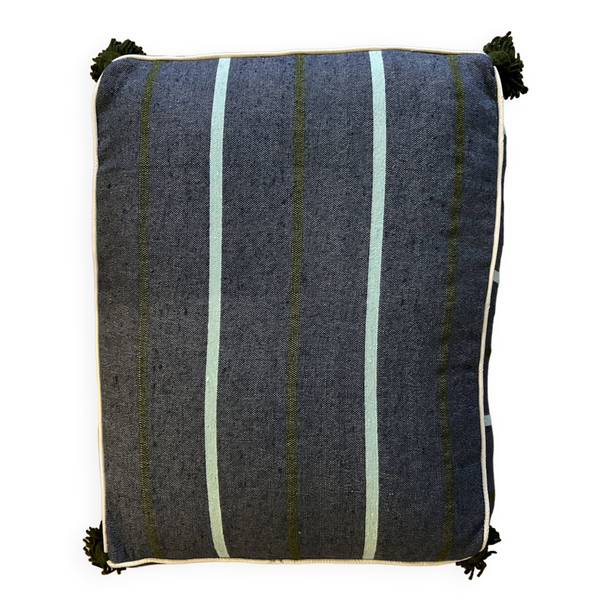 Blue striped cotton pouf