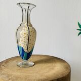 Glass and enamel vase with art deco flower decoration signed Mazoyer