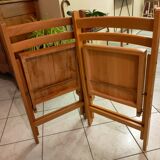Pair of vintage folding wooden chairs