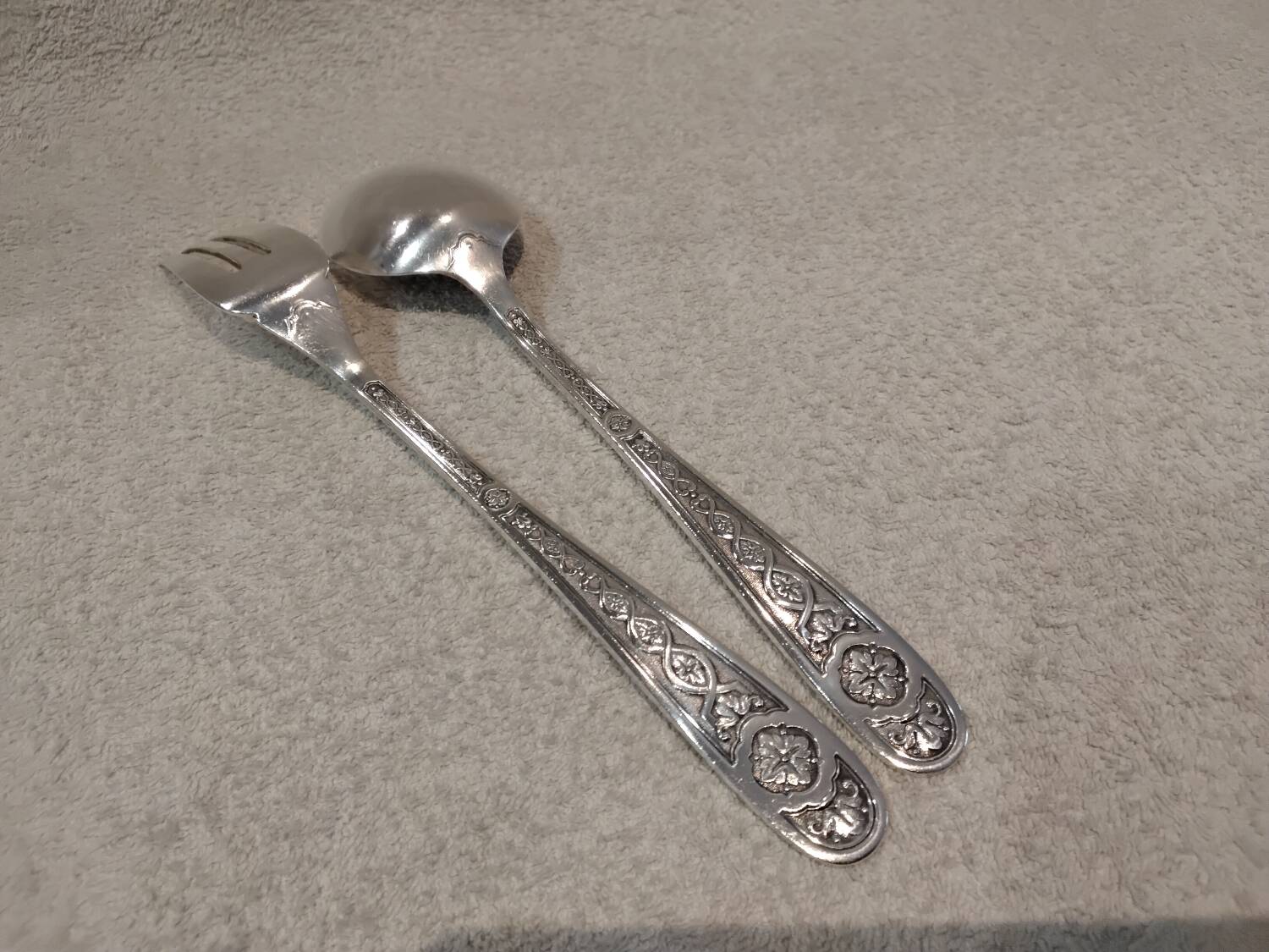 Silver-plated metal stew fork and spoon by Christofle Villeroy