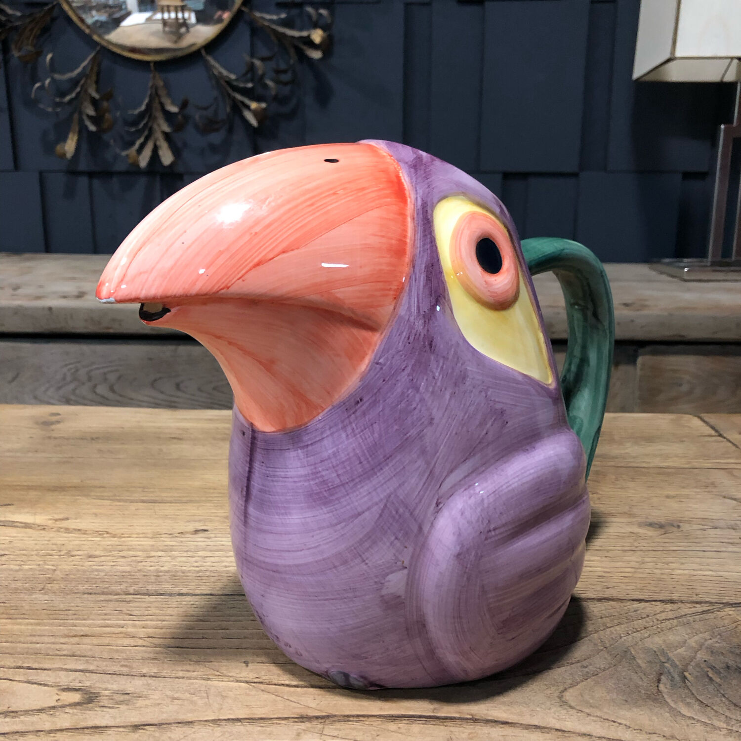 Pichet toucan en céramique vintage