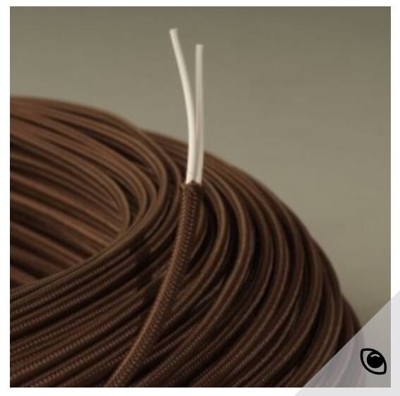 Glazed stoneware lamp base, fabric cable