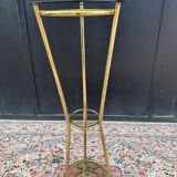Golden tripod stand with smoked glass from the 1970s.