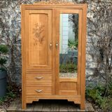 Parisian art deco hotel wardrobe in solid raw oak 1930