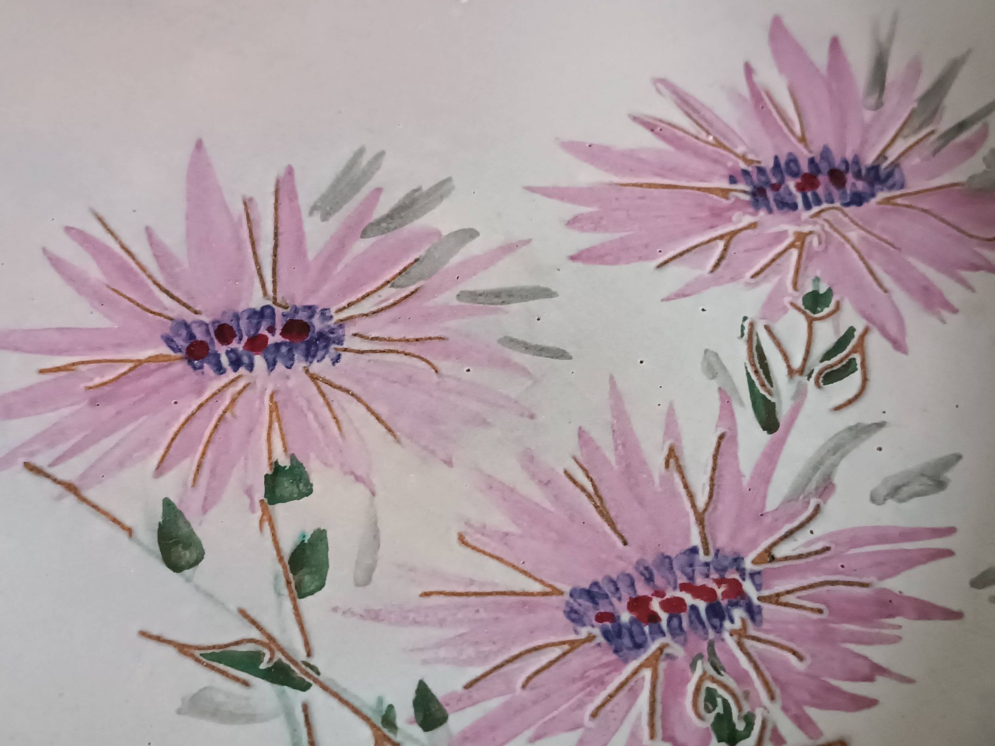 Ceramic plate with thistles by Marie-Madeleine Jolly 1950