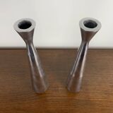 Pair of silver-plated metal candlesticks, Denmark