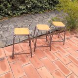 Industrial metal stools from the 60s set of 3
