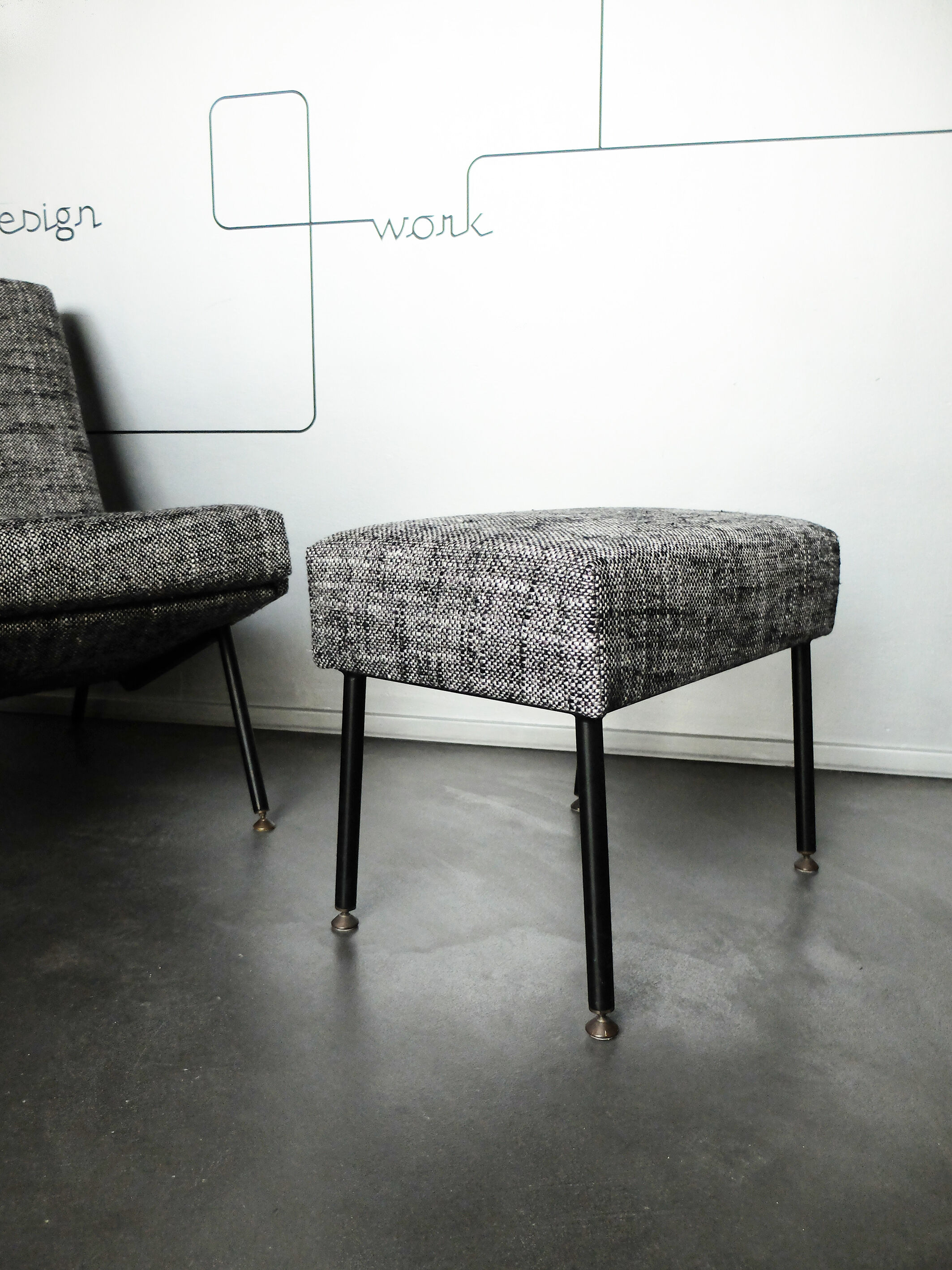 Armchair and ottoman designed by Paul Geoffroy, Airborne, France, 1960