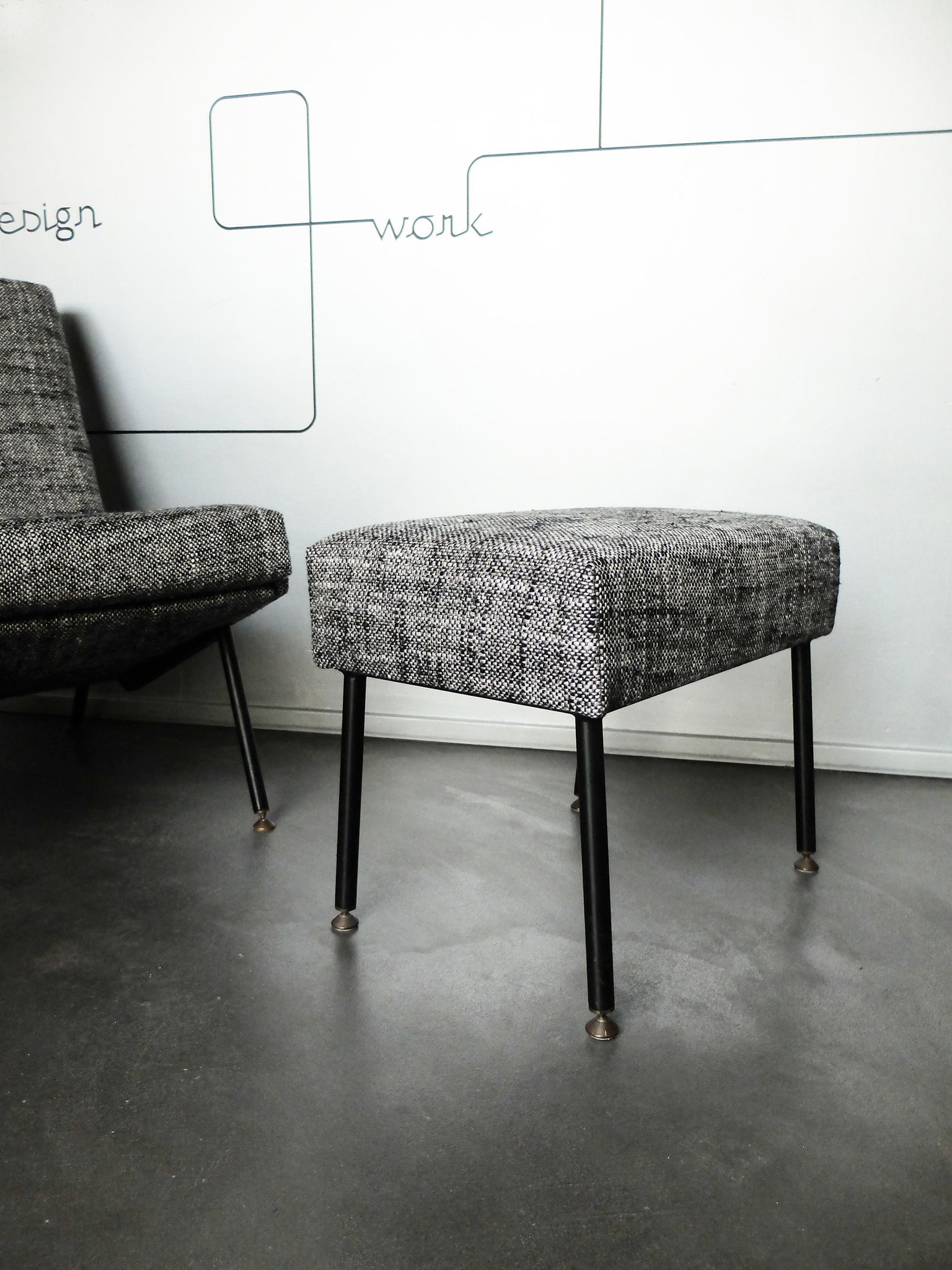 Armchair and ottoman designed by Paul Geoffroy, Airborne, France, 1960