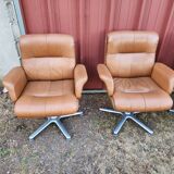 4 fauteuisl cuir design 70's Sitag