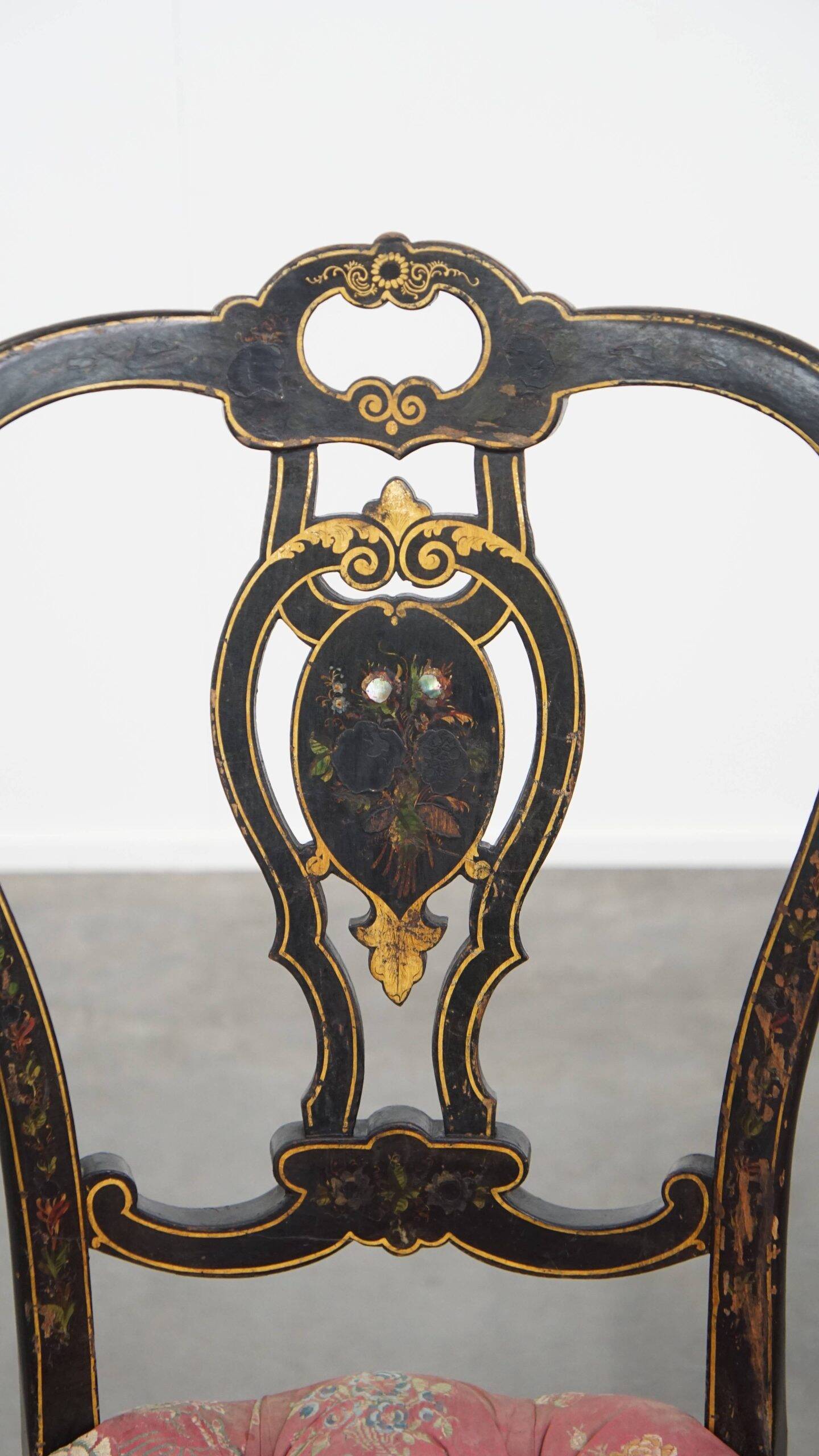 Set of 2 antique French Napoleon III chairs inlaid with mother-of-pearl