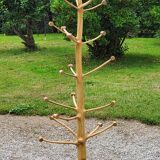 Brutalist coat rack on boxwood stand