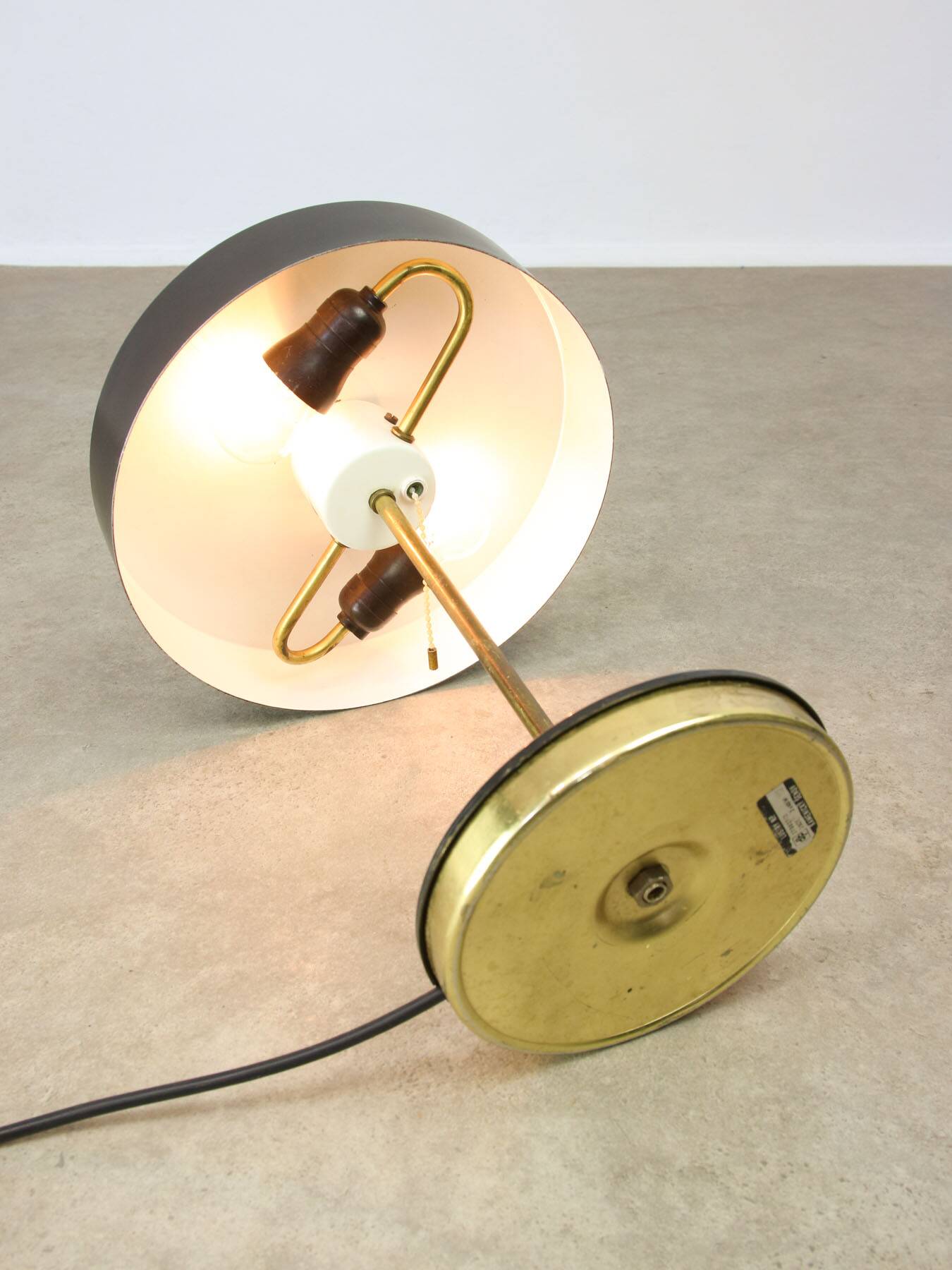 Mid-Century Black & Brass Table Lamp from Kamenický Šenov