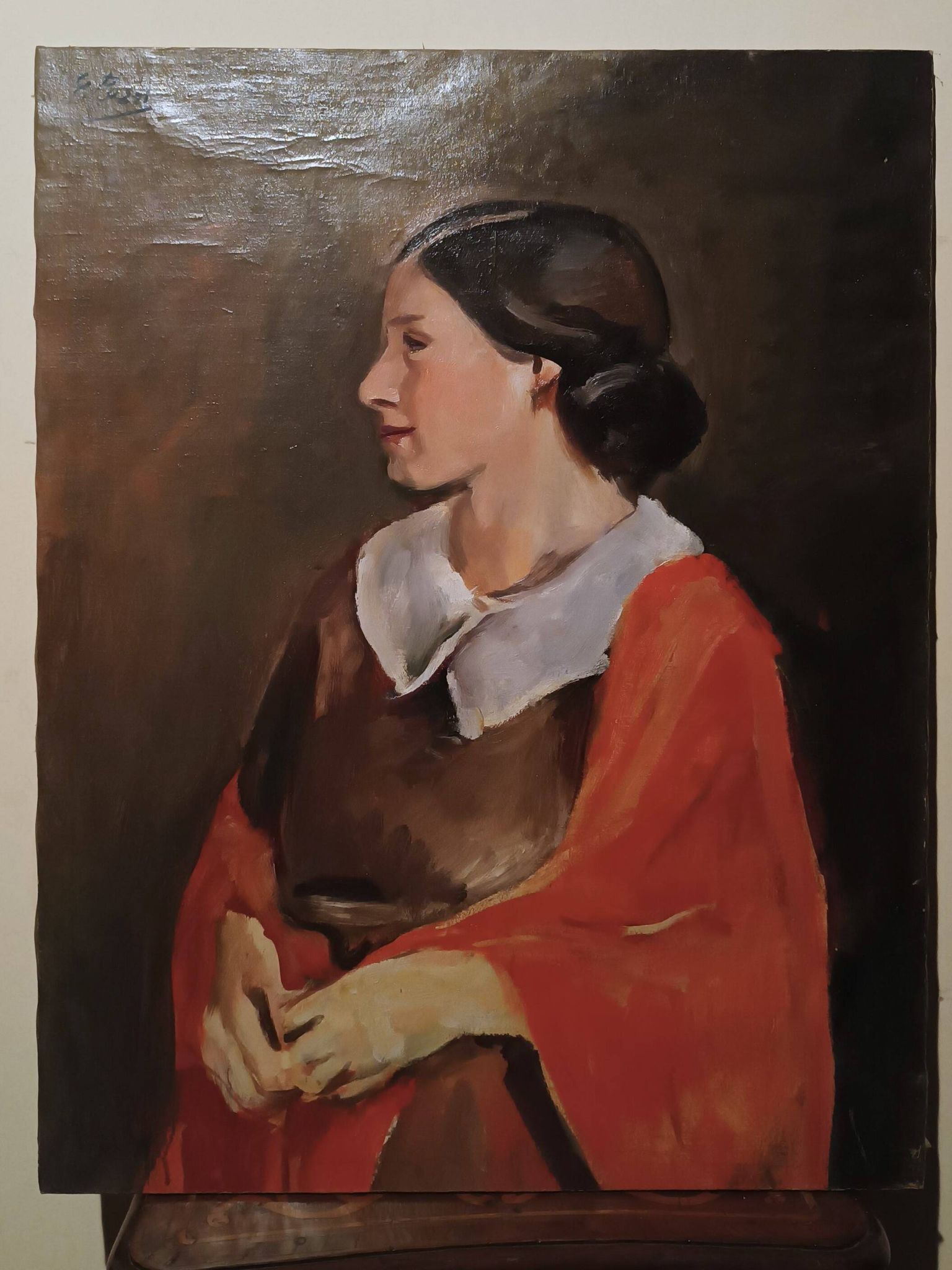 Tableau antique portrait féminin huile sur toile ennio pozzi (1893-1972)