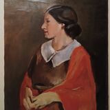 Tableau antique portrait féminin huile sur toile ennio pozzi (1893-1972)