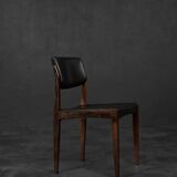 Modern vintage Scandinavian chairs in rosewood and black leather from the mid-century by Bramin, set of 3.