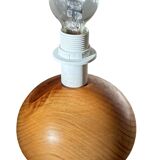 vintage wooden ball lamp small model with fabric shade 80's design