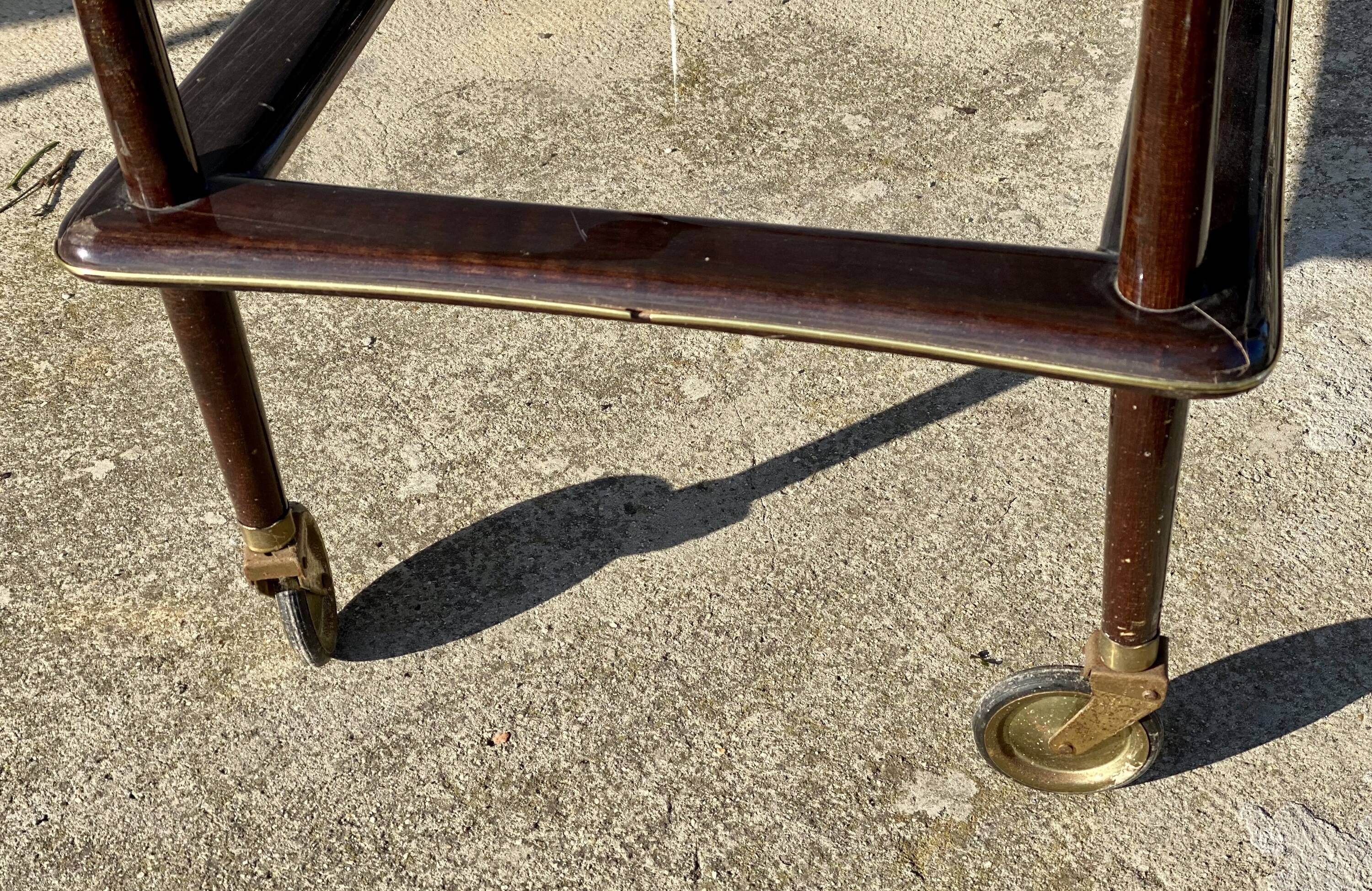 Vintage 1960s modernist serving table on wheels