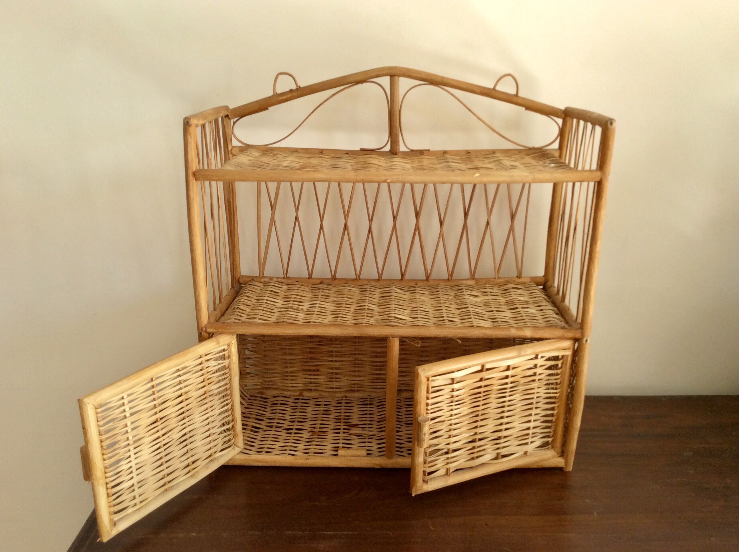 Vintage wicker wall shelf