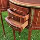 half-moon bedside pair in marquetry, bronze ornaments