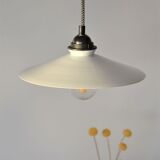 Vintage white opaline pendant lamp and retro cord