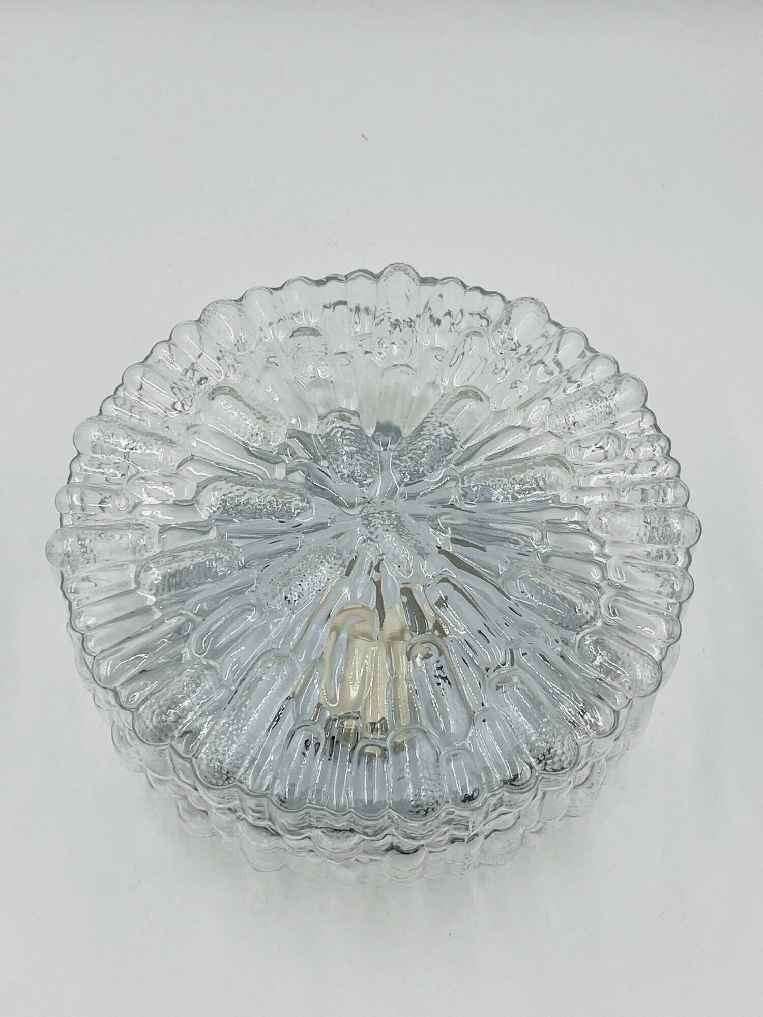 Massive modernist ceiling light in moulded glass