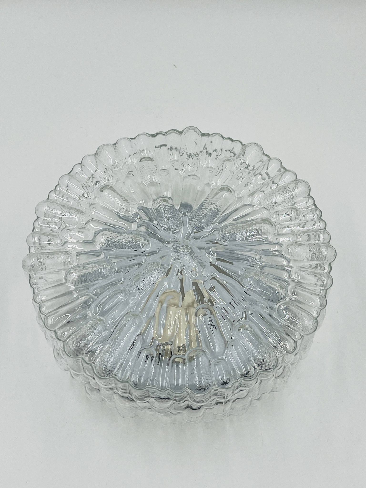 Massive modernist ceiling light in moulded glass