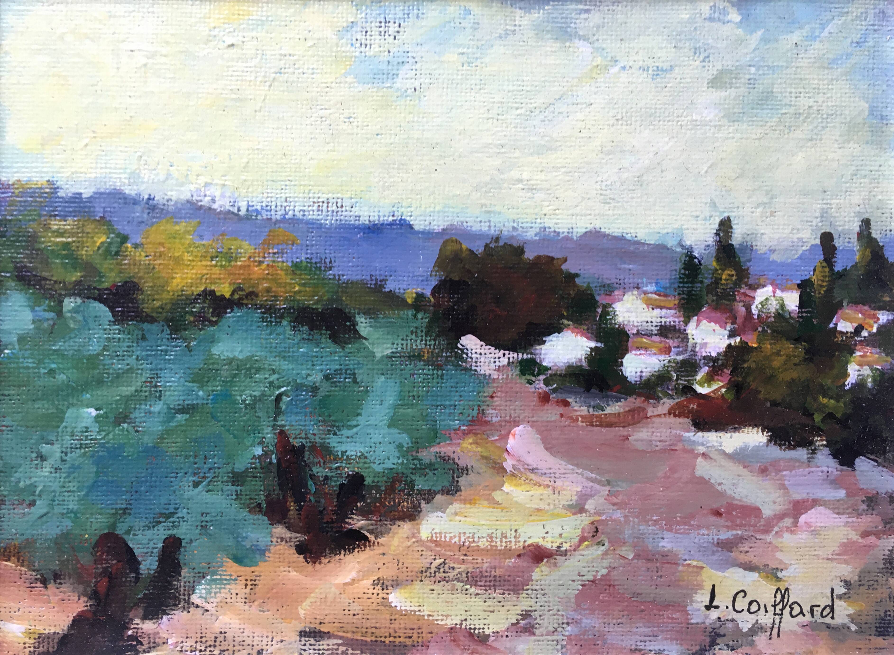 Impressionist Post-Impressionist Table "Southern Village" by Lylliane Coiffard - Frame