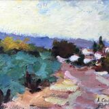 Impressionist Post-Impressionist Table "Southern Village" by Lylliane Coiffard - Frame