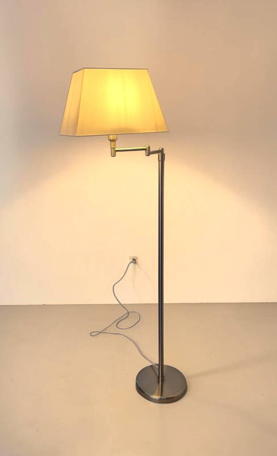 Brushed aluminium designer floor lamp - 90s modernist style