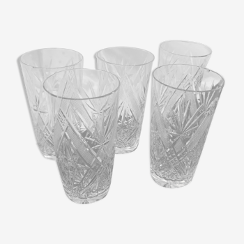 Lot de 5 verres anciens en cristal ciselé