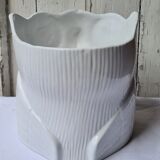 Owl pot cover, white ceramic owl