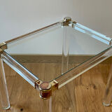 Bedside table, end table in plexiglass and glass, 1970