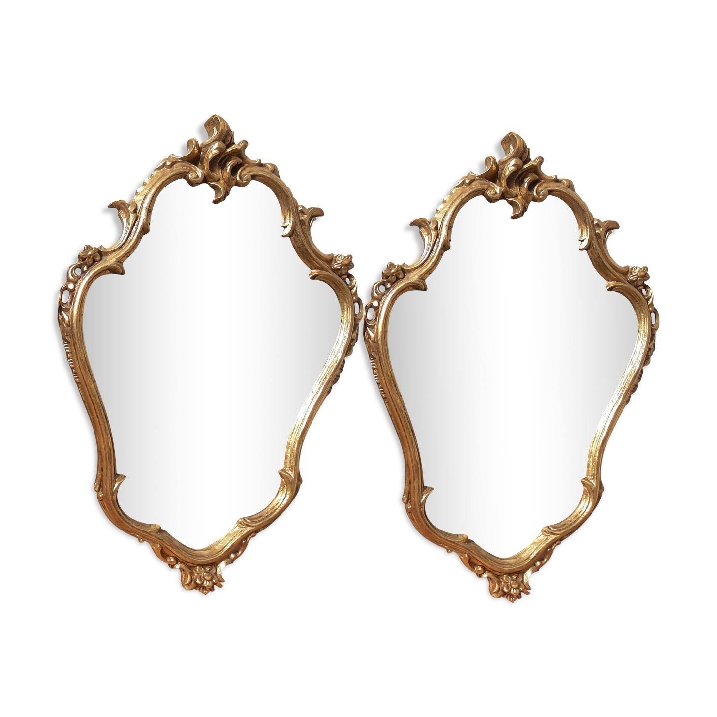Pair of mirror Baroque style Louis XV gilded