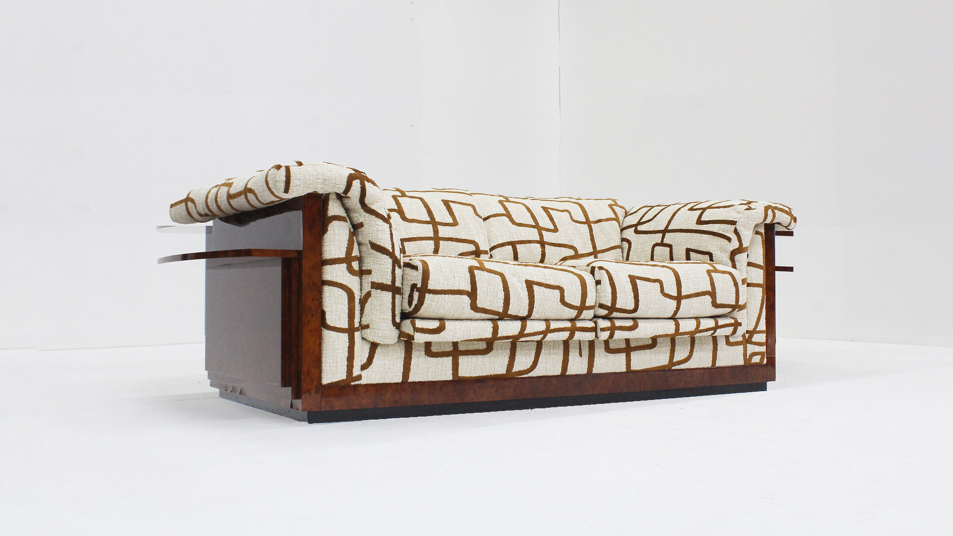 Vintage Art Deco sofa burl wood