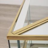 Vintage 60's table in golden brass and crystal italian design