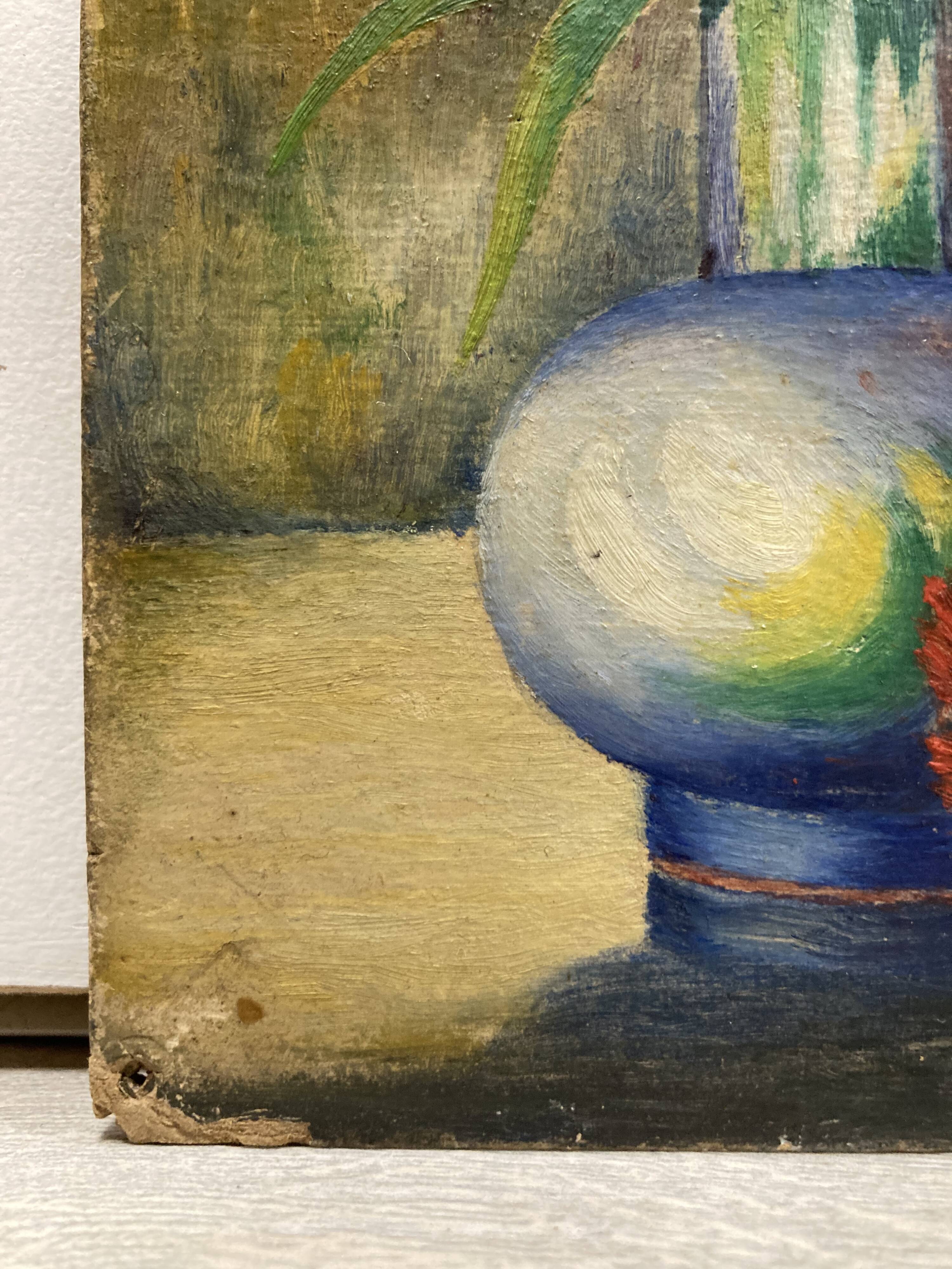 “Les Oeillets” Oil on panel signed