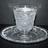 Old BACCARAT mustard maker in crystal molded with sandblasted arabesques