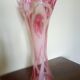 Large flared corolla vase 50cm - speckled pink & white 70's design