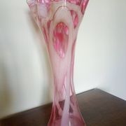 Grand vase corolle évasé 50cm - moucheté rose & blanc Design 70'