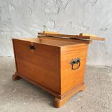 Swiss solid pine chest with wrought iron fittings, mid-20th century.