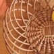 Vintage woven wicker round basket for fruits or bread.